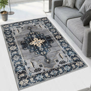 Grey Dark Printed Cotton Premium Quality Carpet