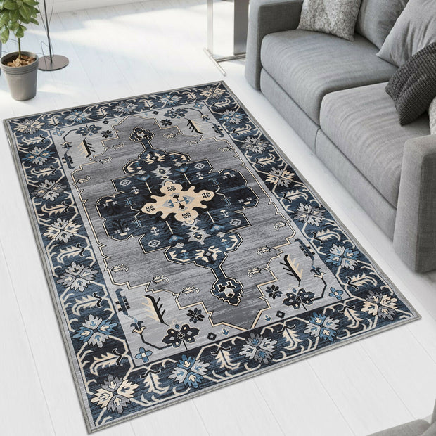 Grey Dark Printed Cotton Premium Quality Carpet