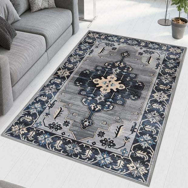 Grey Dark Printed Cotton Premium Quality Carpet
