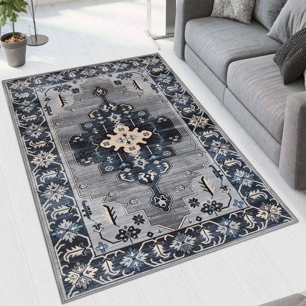 Grey Dark Printed Cotton Premium Quality Carpet