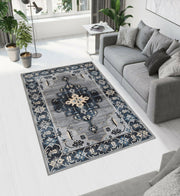 Grey Dark Printed Cotton Premium Quality Carpet