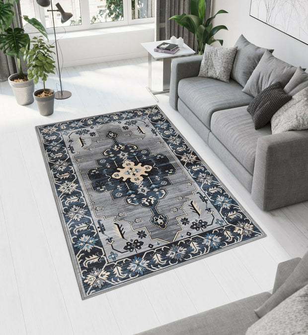 Grey Dark Printed Cotton Premium Quality Carpet