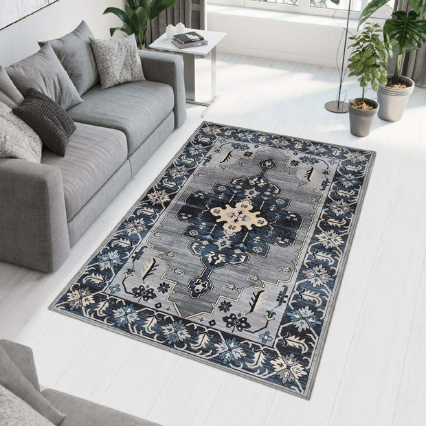 Grey Dark Printed Cotton Premium Quality Carpet