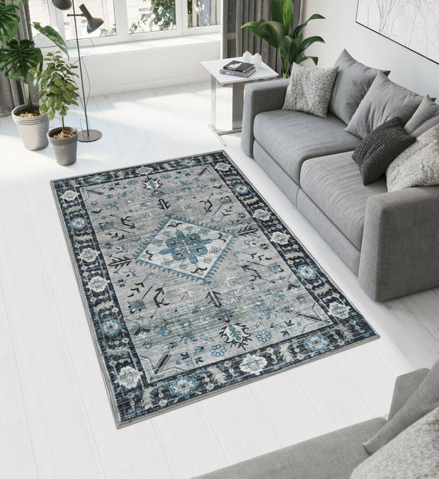 Dark Aque Printed Cotton Premium Quality Carpet
