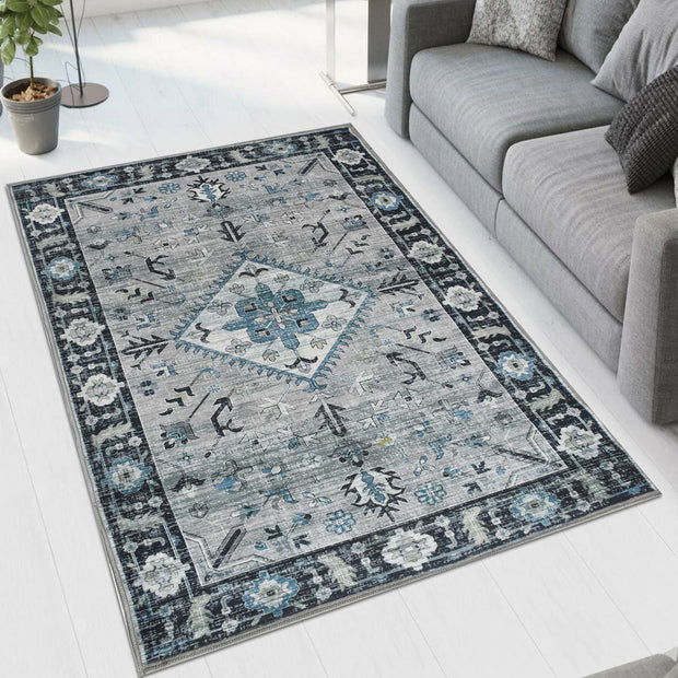 Dark Aque Printed Cotton Premium Quality Carpet
