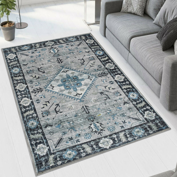 Dark Aque Printed Cotton Premium Quality Carpet