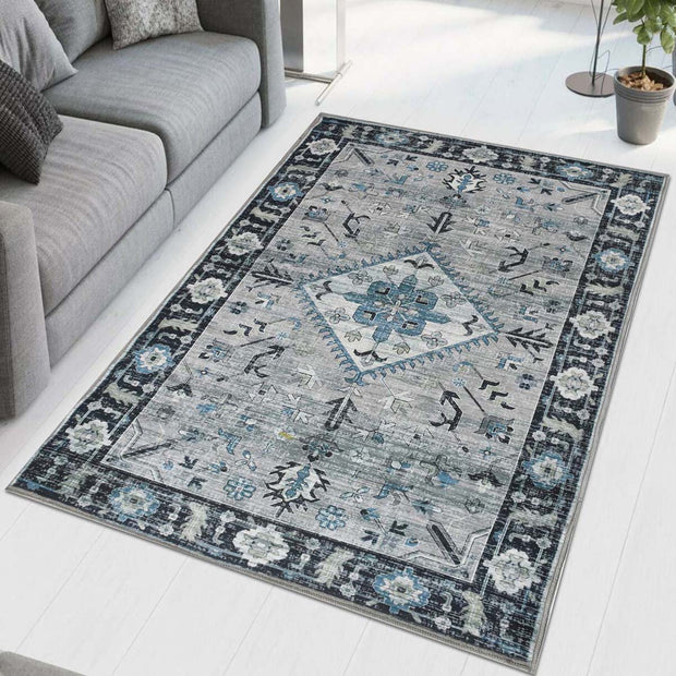 Dark Aque Printed Cotton Premium Quality Carpet