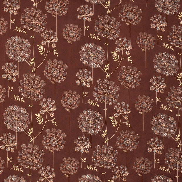 (BOGO) Brown Floral Cotton Elastic Fitted King Size Double Bed Bedsheet with 2 Pillow Covers