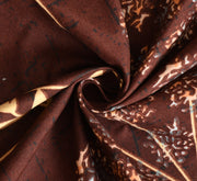 (BOGO) Brown Floral Cotton Elastic Fitted King Size Double Bed Bedsheet with 2 Pillow Covers