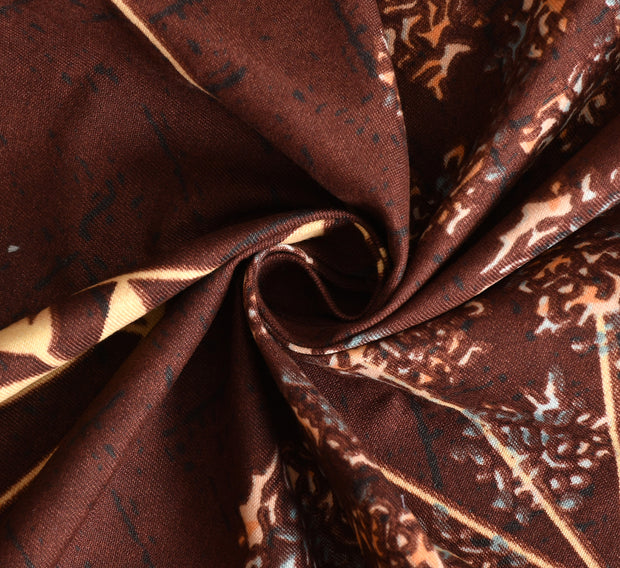 (BOGO) Brown Floral Cotton Elastic Fitted King Size Double Bed Bedsheet with 2 Pillow Covers