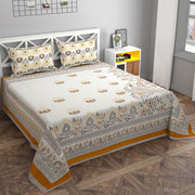 Yellow Mor Flat Queen Size Double Bed Bedsheet With 2 Pillow Covers